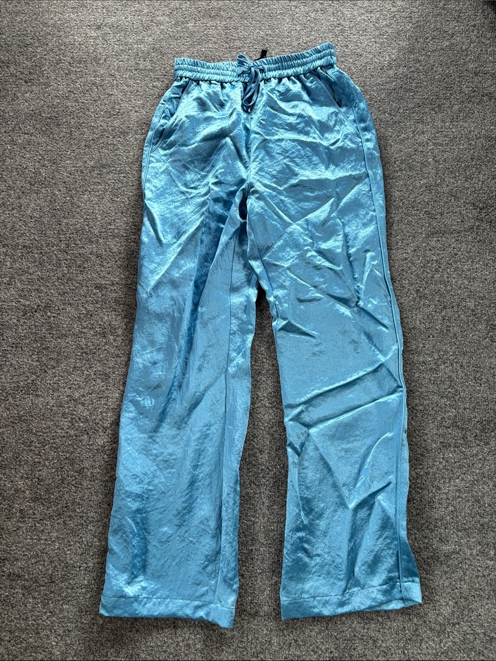 rag & bone Blue Satin Drawstring Pants - Size XS
